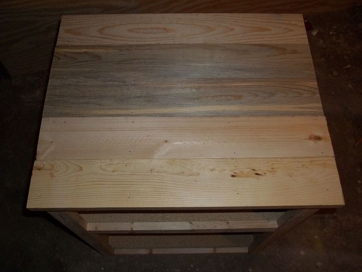 q staining wood fixing blotchiness, painted furniture, woodworking projects, Top of the night stand prior to staining