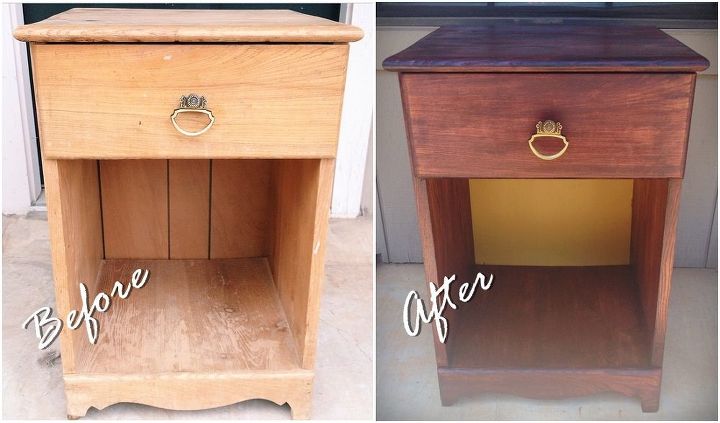 staining wood side table makeover, painted furniture