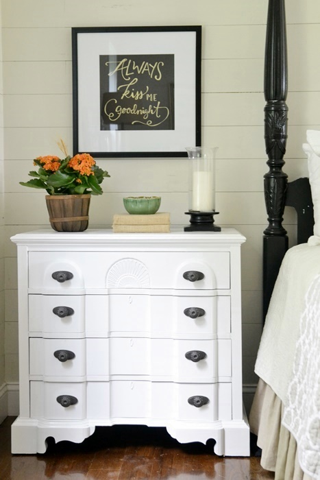 painted furniture bedside table white makeover, bedroom ideas, painted furniture