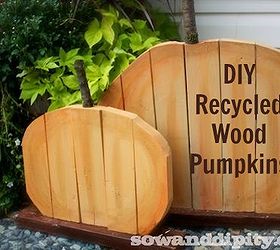 diy recycled wood pumpkins, diy, seasonal holiday decor, woodworking projects