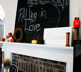 chalkboard covering tv niche hiding, chalkboard paint, diy, fireplaces mantels, home decor, how to
