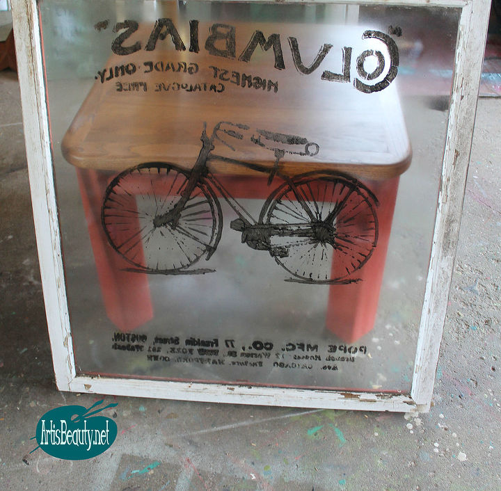 fwall art old window vintage bicycle advertisement, crafts, home decor, how to, repurposing upcycling