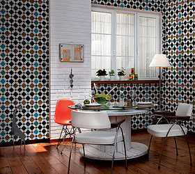 wallpaper dining room contemporary design, dining room ideas, wall decor, Goldenrod Diamond Tile Wall Mural M8843