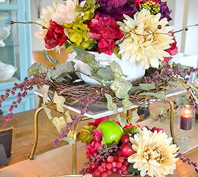 fall tablescape decor thrifted floral, home decor, seasonal holiday decor