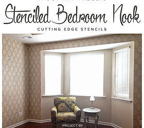 stenciled bedroom nook pattern, painting, wall decor