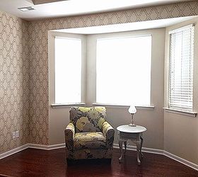 stenciled bedroom nook pattern, painting, wall decor