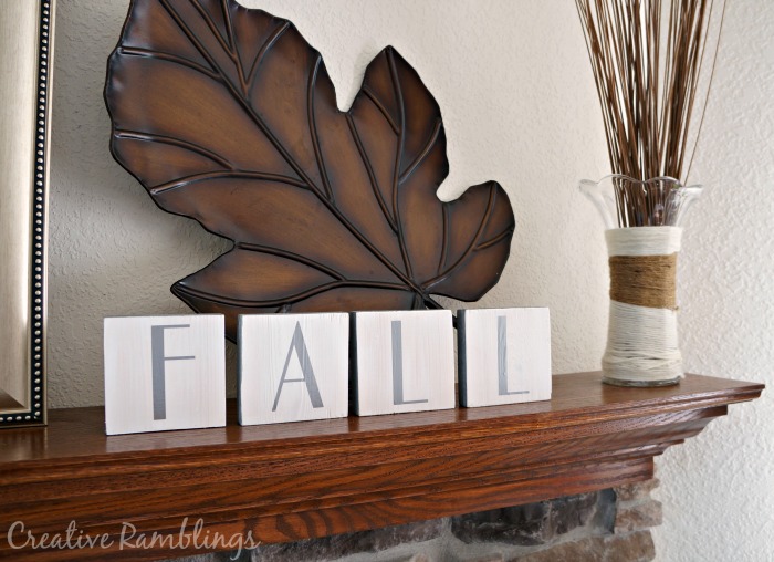 fall decor mantle wood blocks silver white, crafts, home decor, seasonal holiday decor, woodworking projects