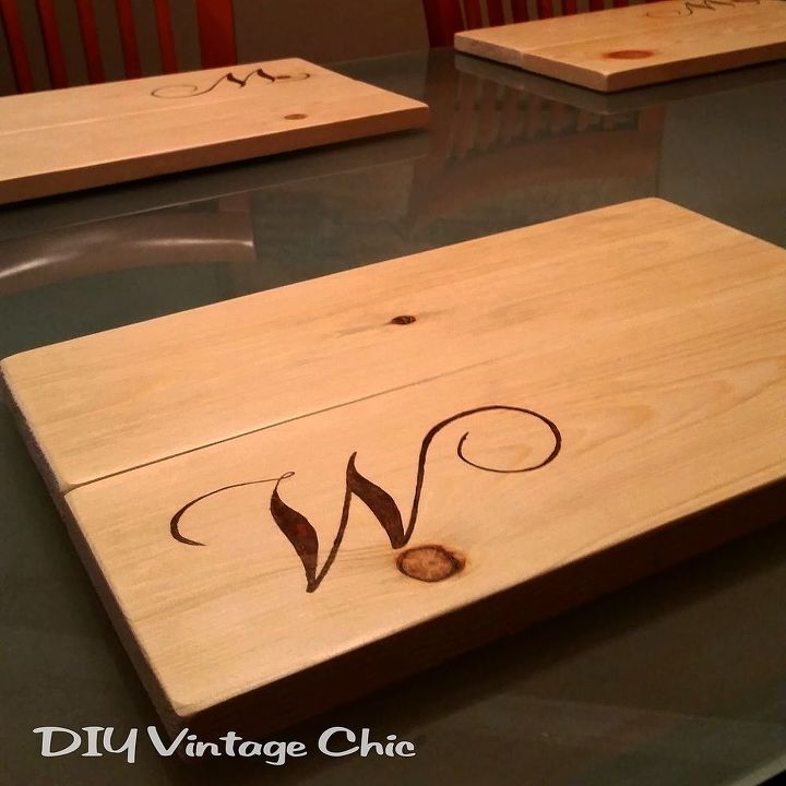 diy custom monogram wooden placemats, diy, woodworking projects