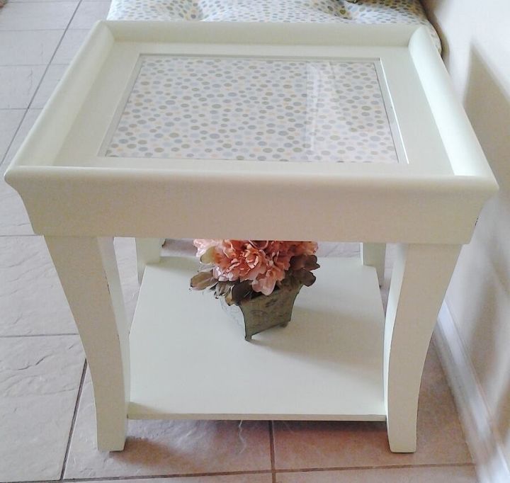 end coffee table makeover upholstered makeover, painted furniture, repurposing upcycling, reupholster