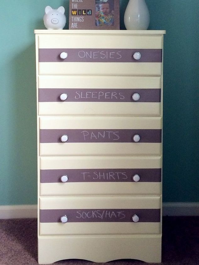 chalkboard stripe dresser for nursery, chalkboard paint, painted furniture