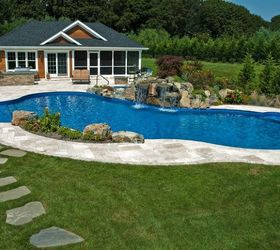 destination backyard retreat makes a splash, home improvement, outdoor living, patio, pool designs, Pool House