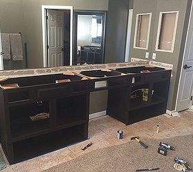 master bath redo wood staining general finishes java, bathroom ideas, diy, flooring, kitchen cabinets, The Process