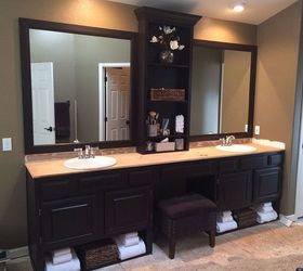 master bath redo wood staining general finishes java, bathroom ideas, diy, flooring, kitchen cabinets