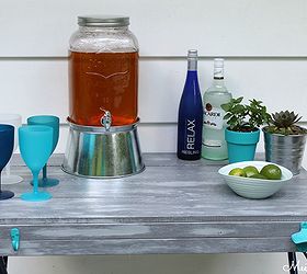 diy bar cart laundry basket upcycle, diy, outdoor living, woodworking projects