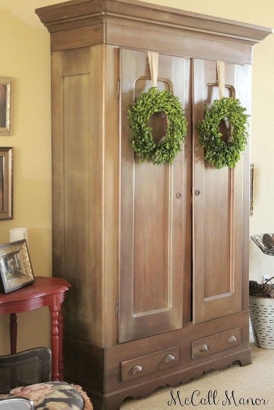 armoire antique wood decor preserving, home decor, repurposing upcycling, wreaths
