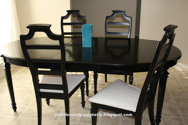 painted furniture dining table black redo, dining room ideas, diy, painted furniture, repurposing upcycling
