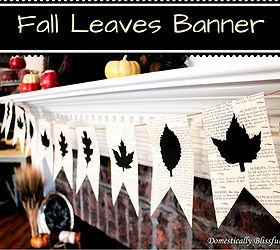 fall decor banner leaves book page, crafts, fireplaces mantels, seasonal holiday decor