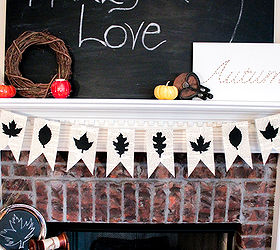 fall decor banner leaves book page, crafts, fireplaces mantels, seasonal holiday decor