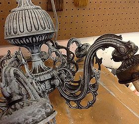 shabby chic chandelier brass antique update, lighting, painting, shabby chic, PJH Designs