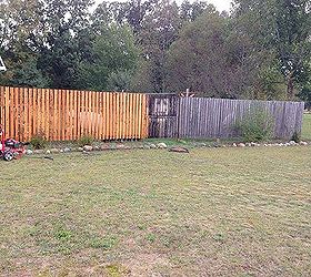 q backyard ideas cabin budget affordable suggestions, fences, landscape, outdoor living, Before after look yuck