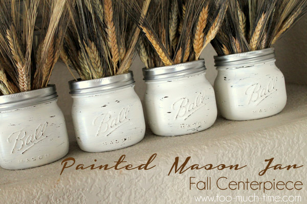 mason jar painted fall centerpiece, crafts, mason jars, painting, repurposing upcycling
