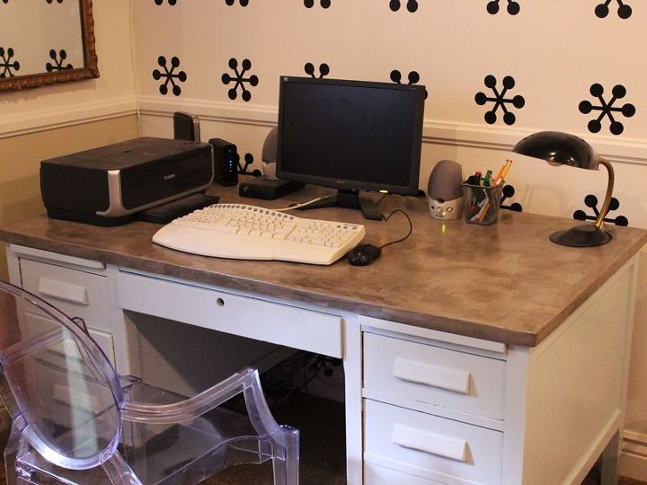 concrete countertop desk a step by step tutorial, concrete masonry, how to, painted furniture