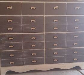 thrifted dresser redo card catalog pulls, painted furniture