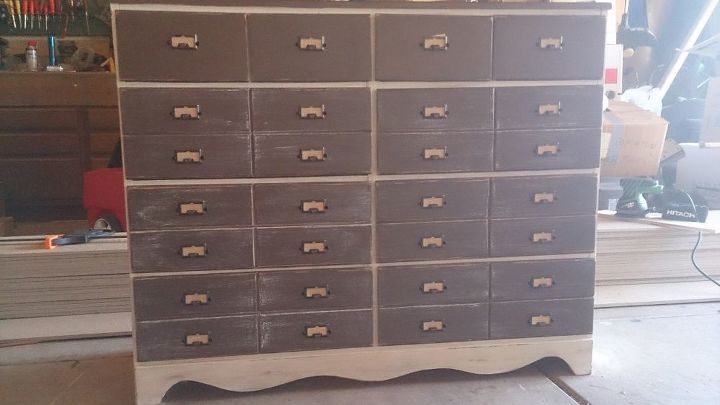 thrifted dresser redo card catalog pulls, painted furniture