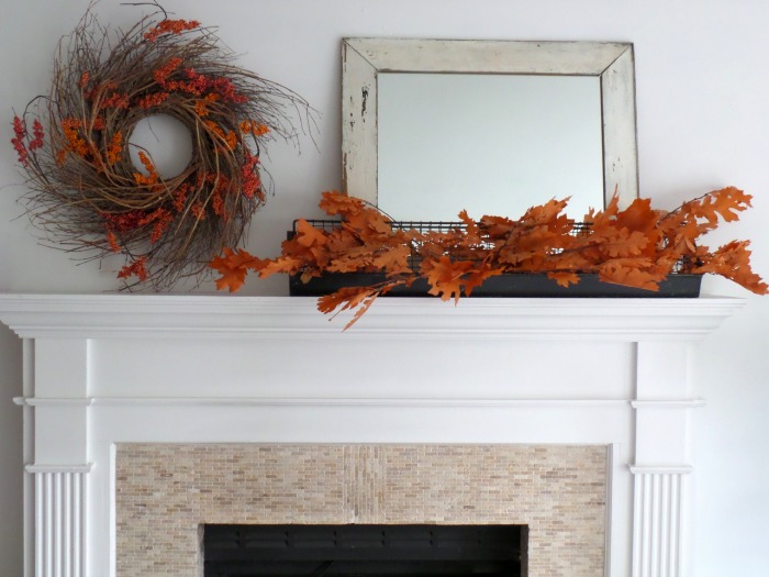 fall mantle decor simplistic chic vintage, fireplaces mantels, Vary shapes and heights of selected pieces