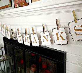 give thanks cork banner, crafts, fireplaces mantels, home decor