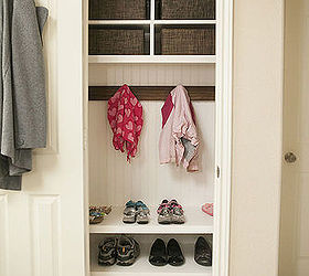 organizing coat closet mini mudroom, closet, foyer, organizing, storage ideas