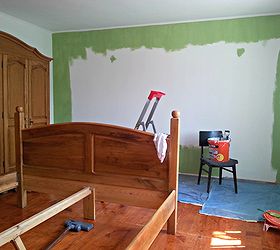bedroom painted makeover stencil floral, bedroom ideas, paint colors, painted furniture, painting