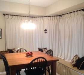curtain rod bay window, home decor, reupholster, window treatments, woodworking projects