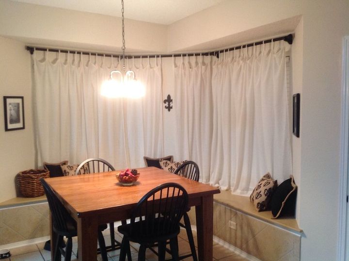 curtain rod bay window, home decor, reupholster, window treatments, woodworking projects