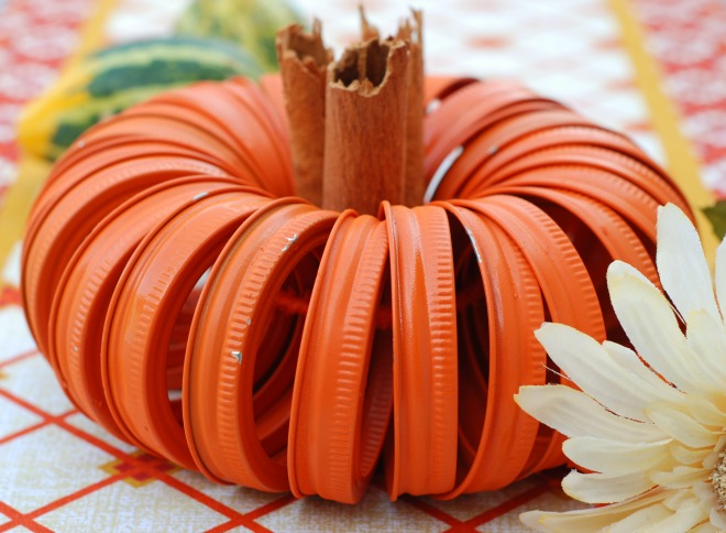 crafts fall canning jar lid pumpkin, crafts, halloween decorations, how to, repurposing upcycling, seasonal holiday decor