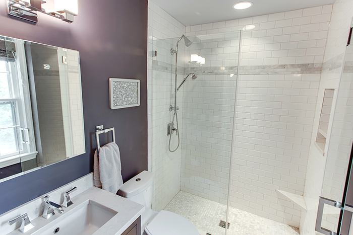 modern bathroom update before after, bathroom ideas, home improvement, small bathroom ideas, tile flooring, tiling, Bathroom After