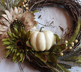 fall wreath neautral chic front door white pumpkin, crafts, porches, seasonal holiday decor, wreaths