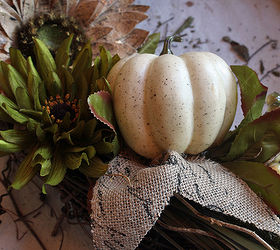 fall wreath neautral chic front door white pumpkin, crafts, porches, seasonal holiday decor, wreaths