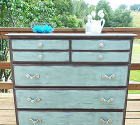 painted furniture dresser makeover blue brown, painted furniture