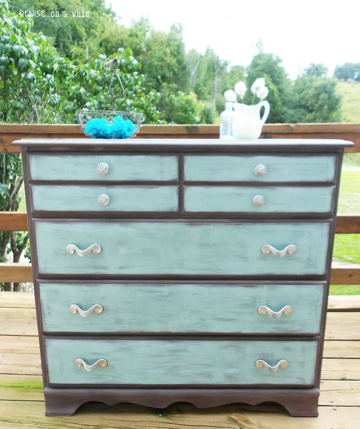 painted furniture dresser makeover blue brown, painted furniture