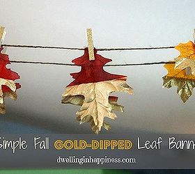 fall gold dipped leaf banner, crafts, seasonal holiday decor
