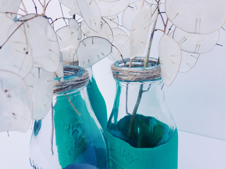 milk bottle vase painted, crafts, home decor, repurposing upcycling