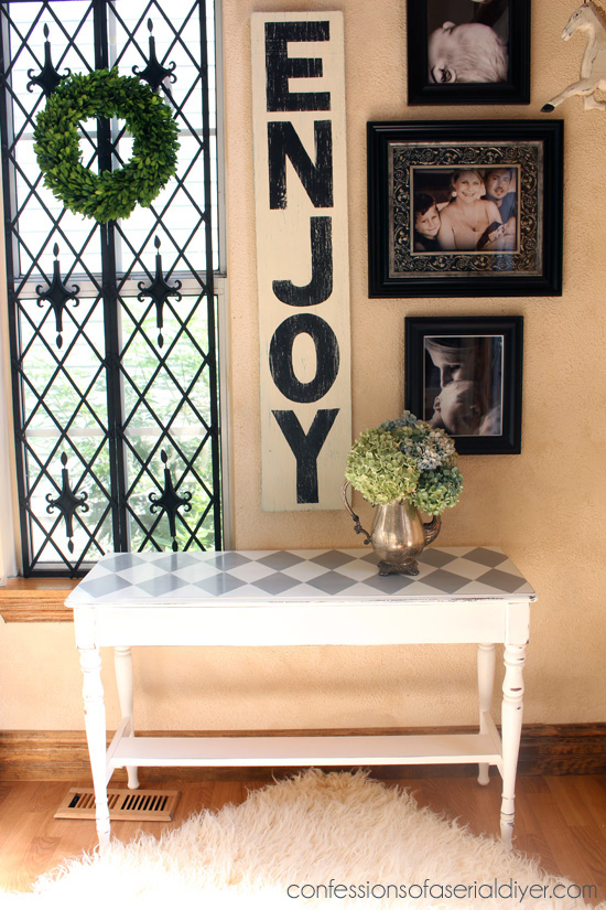 chalk paint bench makeover annie sloan diamond pattern, painted furniture