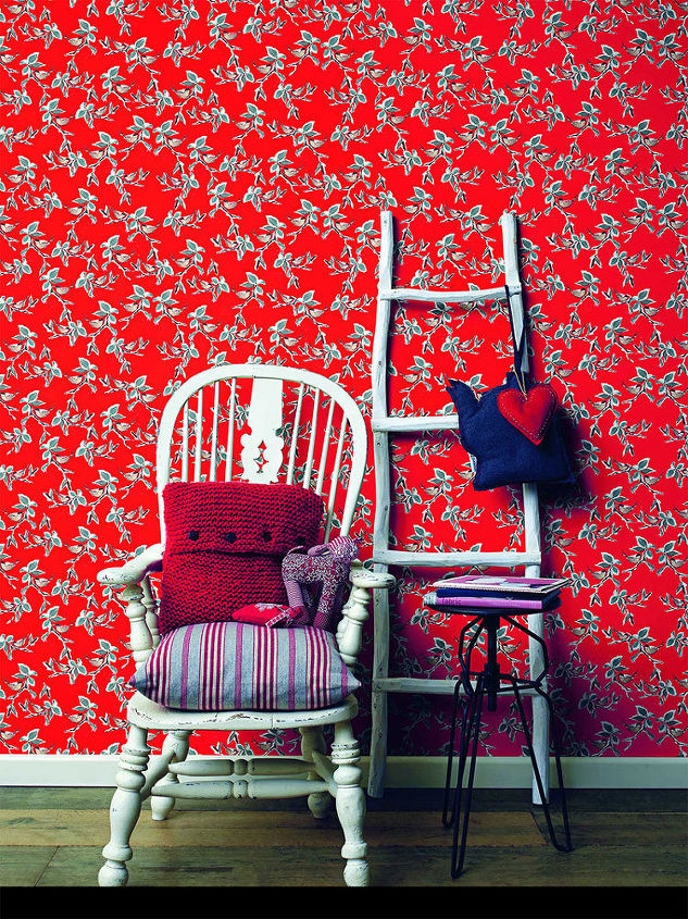 wallpaper floral home accent charm trend, products, wall decor, Carmine Dwell Floral Bird Wallpaper R2313