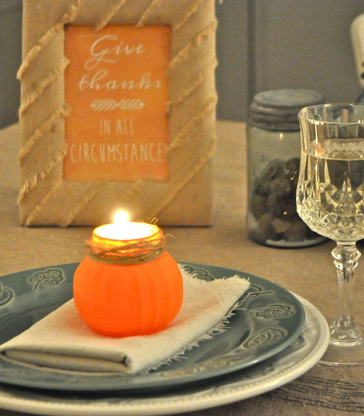 pumpkin jar candleholder place marker joanns budget, crafts, seasonal holiday decor