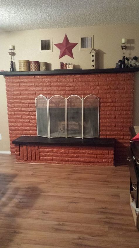 fire place makeover valspar autumn russet, fireplaces mantels, home decor, painting, Almost done