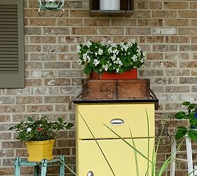 yellow cabinet vintage rustic fifties antique, outdoor furniture, painted furniture