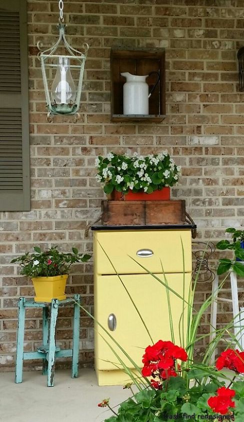 yellow cabinet vintage rustic fifties antique, outdoor furniture, painted furniture