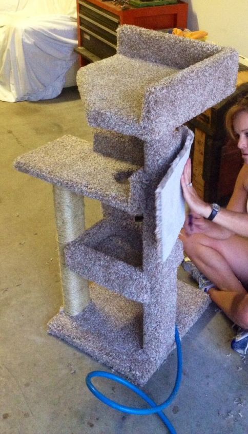 diy kitty scratching post and bed