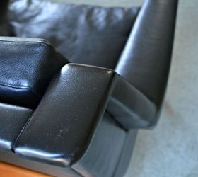 mid century modern chair leather thrift refinish, repurposing upcycling